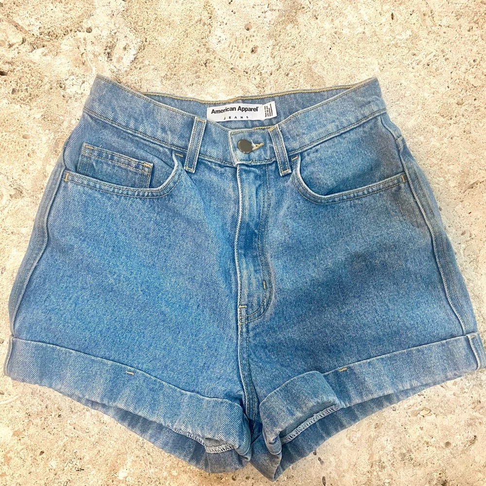 American Apparel High Rise Denim Shorts Size 26